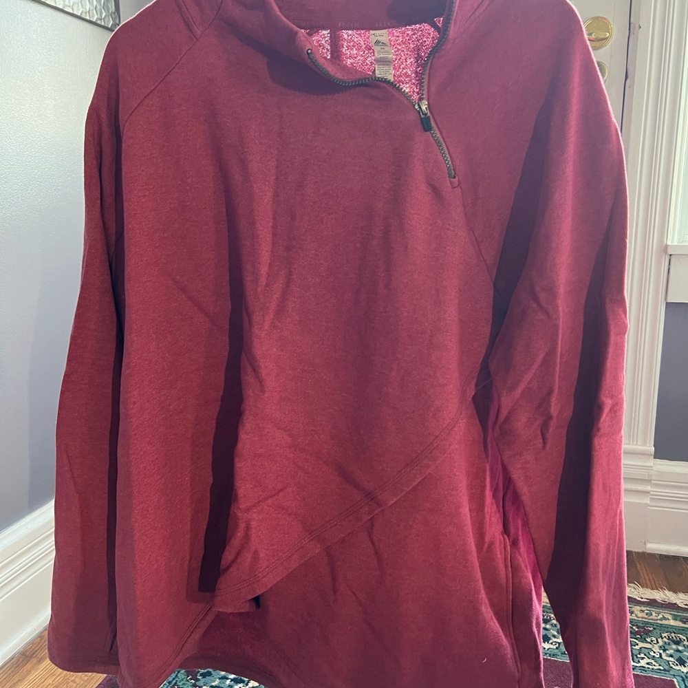 RBX Women's Prime Ready To Roll Fleece Zip Mock Neck Pullover Pink/Maroon 2XL